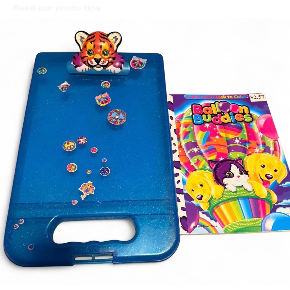 Vintage Lisa Frank Clipboard w Stickers + Balloon Buddies Coloring Book